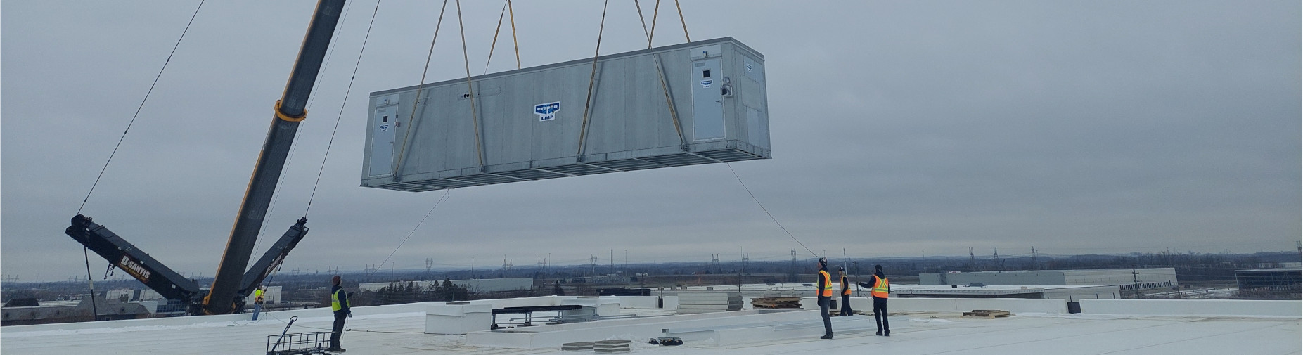 rooftop HVAC install crane